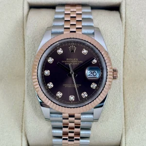 2023 Rolex Datejust 41mm 126331 Two-Tone Jubilee Chocolate Diamond Dial