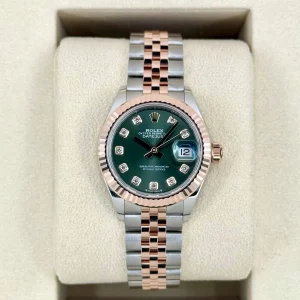 NEW 2025 Rolex Ladies Datejust 28mm 279171 Two-Tone Green Diamond Dial