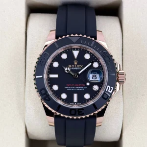 NEW 2025 Rolex Yacht-Master 40mm 126655 Rose Gold Oysterflex Black Dial