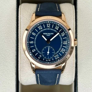 NEW 2025 Patek Philippe 42mm 5224R Calatrava Travel Time Rose Gold Blue Dial