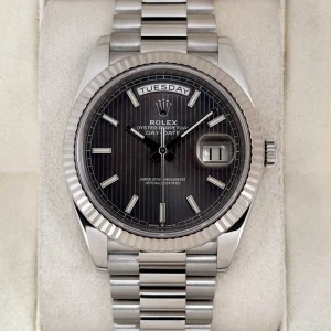 2020 Rolex Day-Date 40mm 228239 White Gold Rhodium Motif Dial