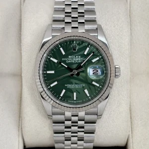 2023 Rolex Datejust 36mm 126234 Stainless Steel Jubilee Green Palm Motif Dial