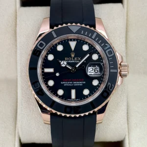 2016 Rolex Yacht-Master 40mm 116655 Rose Gold Oysterflex Black Dial