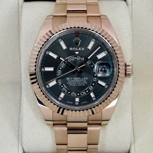 2023 Rolex Sky-Dweller 42mm 326935 Rose Gold Oyster Rhodium Dial