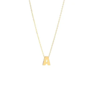 All Gold Letter Charm Necklace: A-Z