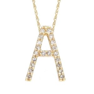 All Diamond Letter Charm Necklace, Big: A-Z
