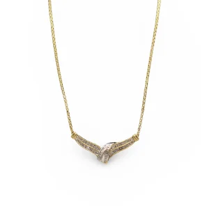 Women's Fancy Italian Style Diamond Necklace In 14K Two-Tone Gold