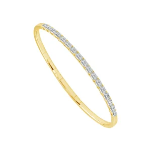 Emerald Elegance Bangle Bracelet - 14k Gold 2.5 CT Diamonds