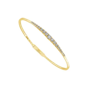 Classic Crown Bangle Bracelet - 14K Gold 0.9 CT Diamonds