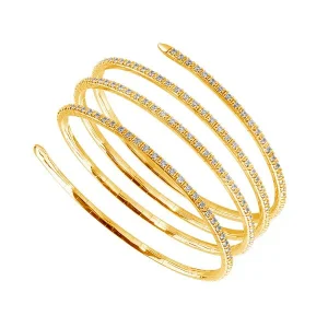 Multi-Coil Bangle Bracelet - 14K Gold 4.75 CT Diamonds
