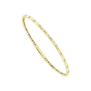 Geometric Bangle Bracelet - 14K Gold 0.16 CT Diamonds