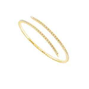Slender Spiral Bangle Bracelet - 14K Gold 1.33 CT Diamonds