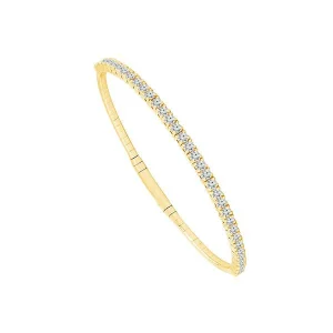 Classic Bangle Bracelet - 14K Gold 2 CT Diamonds