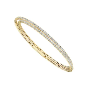 Gold Encrusted Bangle Bracelet - 14K Gold 2.75 CT Diamonds
