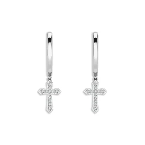 Diamond Hoops Earrings 0.17 ct tw 10k White Gold