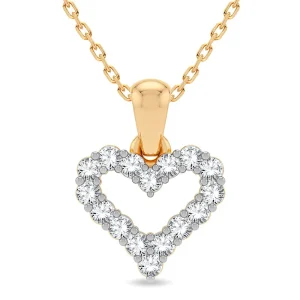 Glimmering Heart - Exquisite 14K Yellow Gold 0.25CT Diamond Pendant