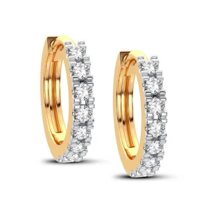 Radiant Channel-Set Diamond Hoop Earrings - 14K Yellow Gold