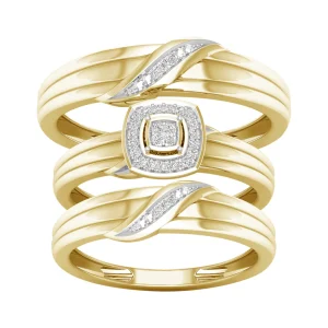 10K Yellow Gold 0.07 CT Diamond Twist Trio Set