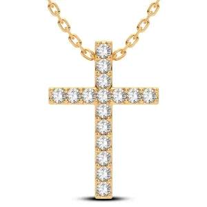 10K Yellow Gold Classic Cross 0.16ct Diamond Pendant