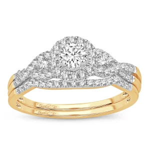 Woven Radiance - 14K Two-Tone 0.50CT Diamond Bridal Set