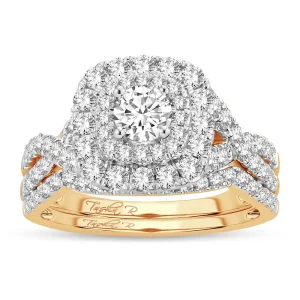 Sunburst Splendor - 14K Two-Tone 1.50CT Diamond Bridal Set