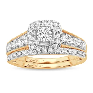 Sunlit Splendor - 14K Two-Tone 1.00CT Diamond Bridal Set