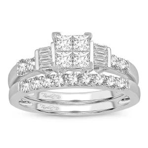 Eternal Brilliance - 14K White Gold Princess Cut Diamond Bridal Set