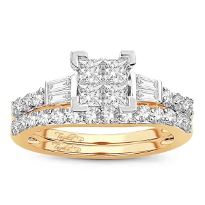 Lustrous Mosaic - 14K Two-Tone 1.50CT Diamond Bridal Set