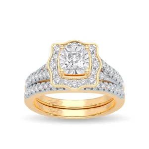Vintage Radiance - 14K Two-Tone 0.62CT Diamond Bridal Set