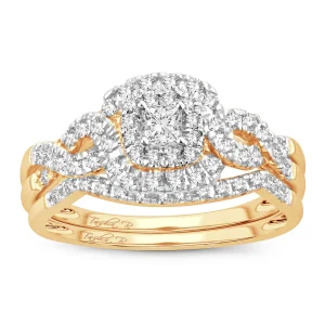 Intertwined Elegance - 14K Two-Tone 1.00CT Diamond Bridal Set
