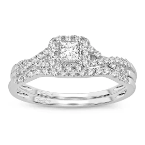 Luminous Embrace - 14K White Gold 0.50CT Diamond Bridal Set