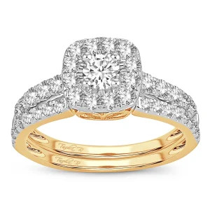 Gilded Radiance - 14K Yellow Gold 1.00CT Diamond Bridal Set