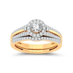 Harmony Halo - 14K Yellow Gold 0.50CT Diamond Bridal Set
