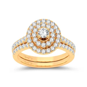 Solar Flare Grace - 14K Yellow Gold 1.00CT Oval Diamond Bridal Set