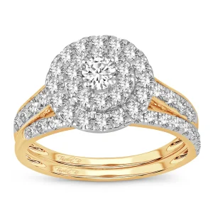 Eclipse Elegance - 14K Yellow Gold 1.00CT Diamond Bridal Set