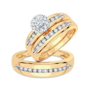 Celestial Glow - 14K 0.30CT Diamond Trio Ring Set