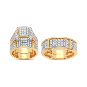 Grandeur Band: 14K Yellow Gold 2.00CT Diamond Trio Wedding Set