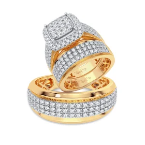 Diamond Allure: 14K Yellow Gold 2.00CT Diamond Trio Wedding Set