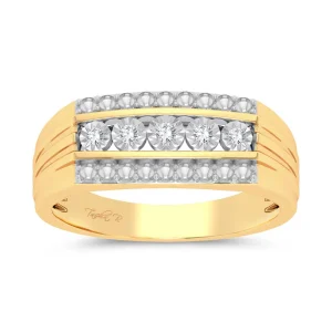 10K Yellow Gold Dual Band 0.15ct Diamond Men's Ring