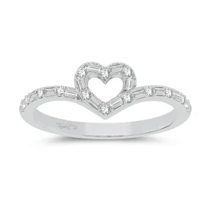 10K White Gold Open Heart 0.17ct Diamond Ring