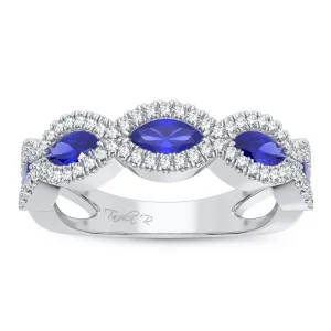 Azure Allure - 14K White Gold 0.20CT Diamond and Sapphire Ring