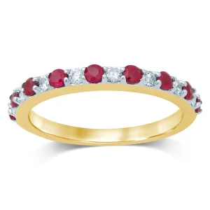 Crimson Chord - 14K White Gold 0.20CT Diamond and Ruby Band