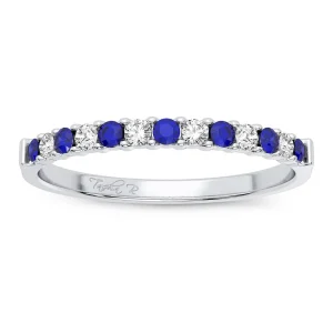 Sapphire Symphony - 14K White Gold 0.10CT Diamond and Sapphire Band