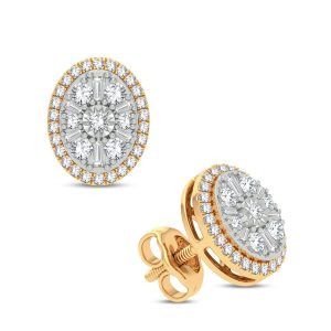 Radiant Halo Diamond Stud Earrings - 14K Yellow Gold