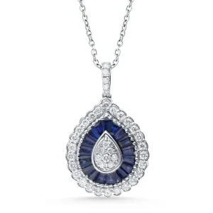 14K 0.59CT Diamond SAPPHIRE Pendant