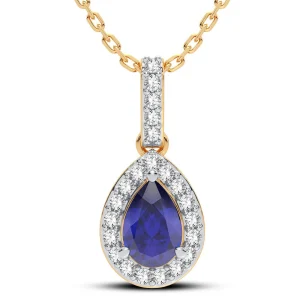 14K 0.10CT Diamond Sapphire Pendant