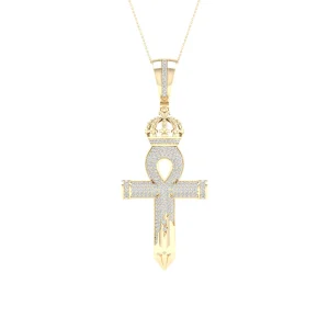 Regal 10K Yellow Gold 0.50CT Diamond Crowned Ankh Pendant