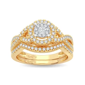 Sunburst Serenade - 14K Yellow Gold 0.50CT Round Diamond Bridal Set