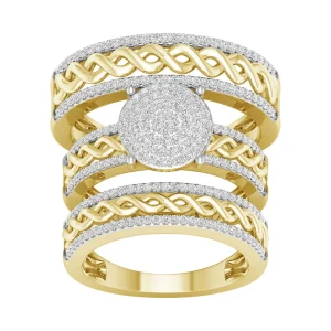 10K Yellow Gold 0.60 CT Diamond Rope Detail Trio Set