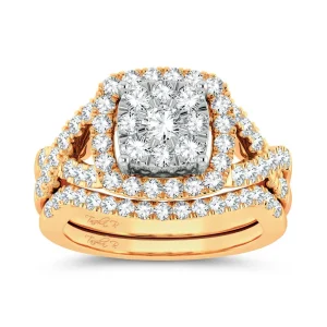 Golden Radiance - 14K Yellow Gold 1.50CT Diamond Bridal Set